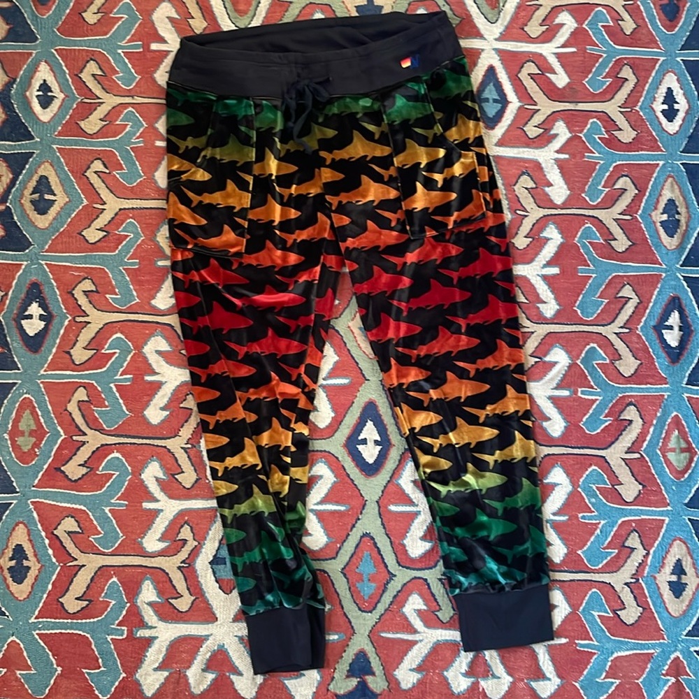 Aviator Nation Velour Shark joggers